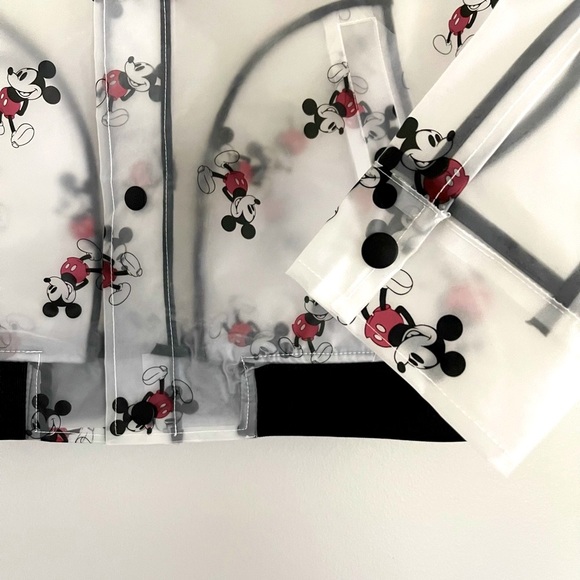 Disney Parks Rain Jacket Mickey Mouse Print Snaps Adult Size Small / Med NEW - Picture 3 of 6